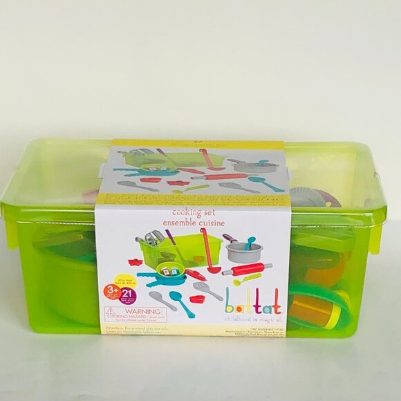 Battat - Pretend Cooking Set 21 Pieces & Storage Bin  For  Age 3+ New Sealed - Picture 10 of 15